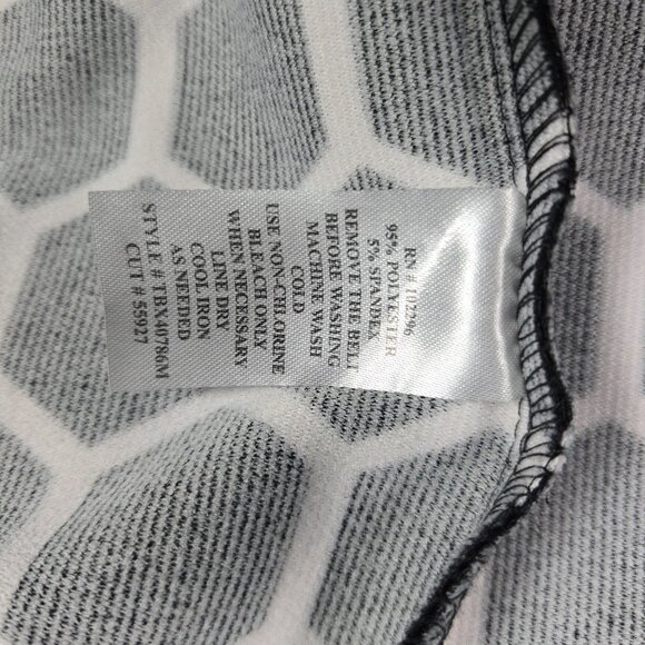 Connected Apparel Black White Honeycomb Sheath Dress Red Belt Geometric‎ 14 - Picture 7 of 12